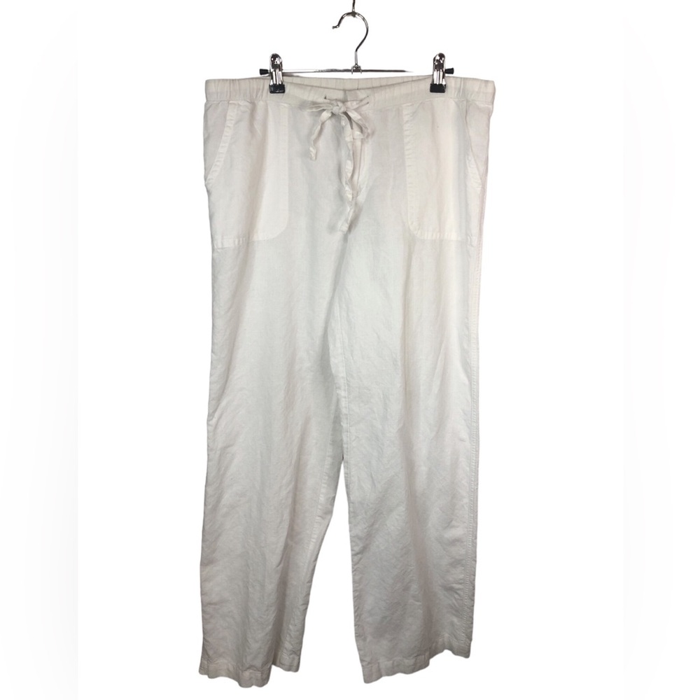Liz Claiborne White Drawstring Linen Pants